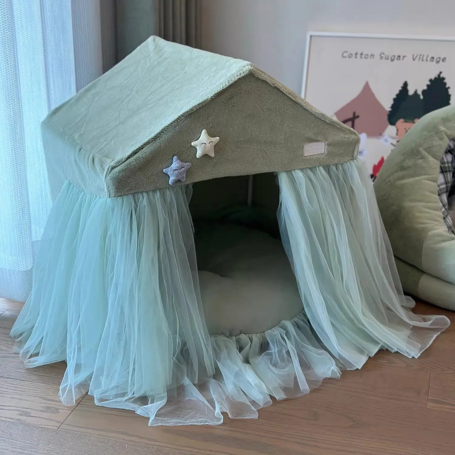 Maison Princesse Chien - Niche Rose Camping Hiver avec Couverture