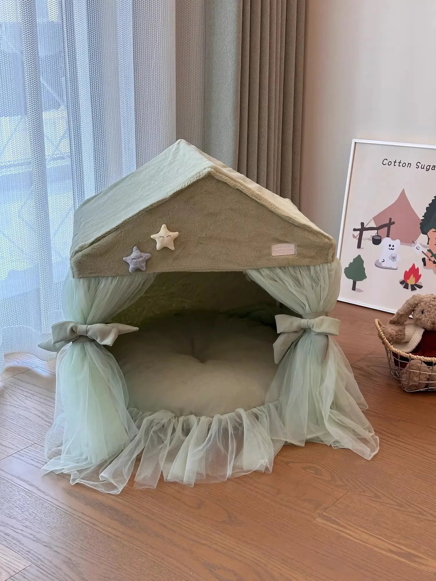 Maison Princesse Chien - Niche Rose Camping Hiver avec Couverture