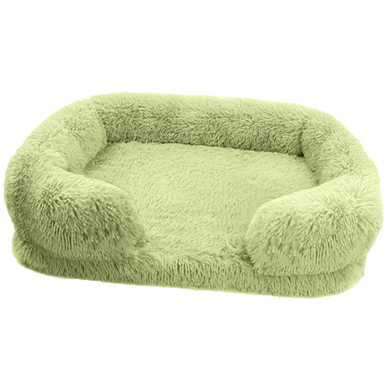 Cozy Plush Dog Sofa Bed Square Beds Washable Warm Pet Cushion Orthopedic Faux Fur Memory Foam Lounger Fluffy with Remove Cover