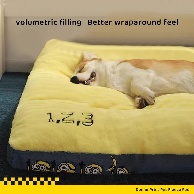 Velour Soft Pet Bed Warm Sleeping Pad for Small Medium And Large Dogs Removable Cover Pet Mat Comfortable Cushion for Cats And D