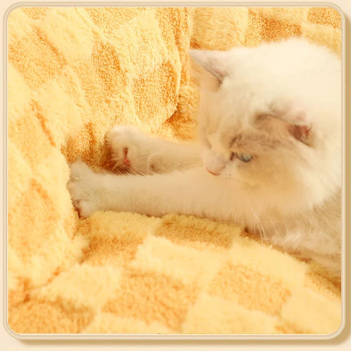 Cats Sofa Bed for Small Dogs Pets Yellow Cozy Sleeping Pad Cushions Detachable Sofa Cover Kitten Puppy Pet Accessories