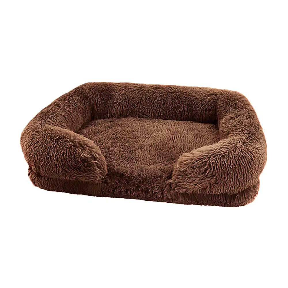 Cozy Plush Dog Sofa Bed Square Beds Washable Warm Pet Cushion Orthopedic Faux Fur Memory Foam Lounger Fluffy with Remove Cover