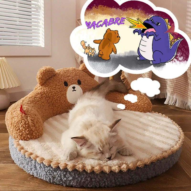 HOOPET Cat Sofa Bear Shape Mat for Small Dog Cat Washable Cave Cat Nest Dog Kennel Sponge Pad for Puppy Kitten Sleeping Artifact