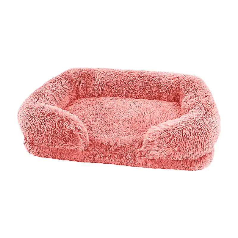 Cozy Plush Dog Sofa Bed Square Beds Washable Warm Pet Cushion Orthopedic Faux Fur Memory Foam Lounger Fluffy with Remove Cover