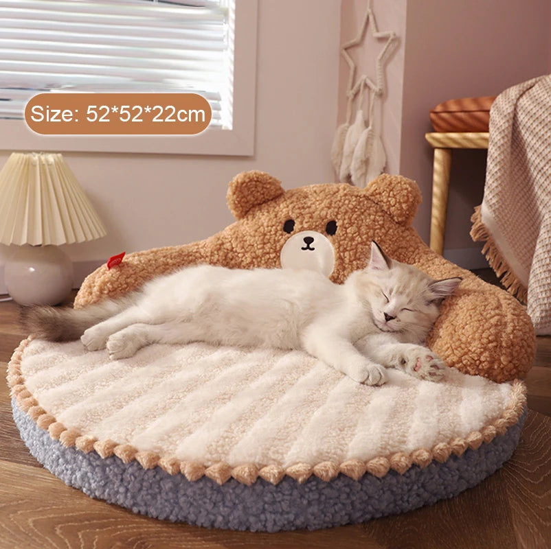 HOOPET Cat Sofa Bear Shape Mat for Small Dog Cat Washable Cave Cat Nest Dog Kennel Sponge Pad for Puppy Kitten Sleeping Artifact