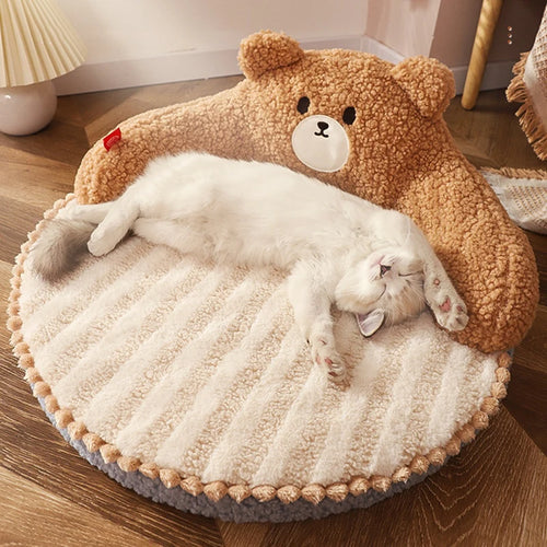 Cat Sofa Bear Shape Mat for Small Dog Cat Washable Cave Cat Nest Dog Kennel Sponge Pad for Puppy Kitten Sleeping Artifact