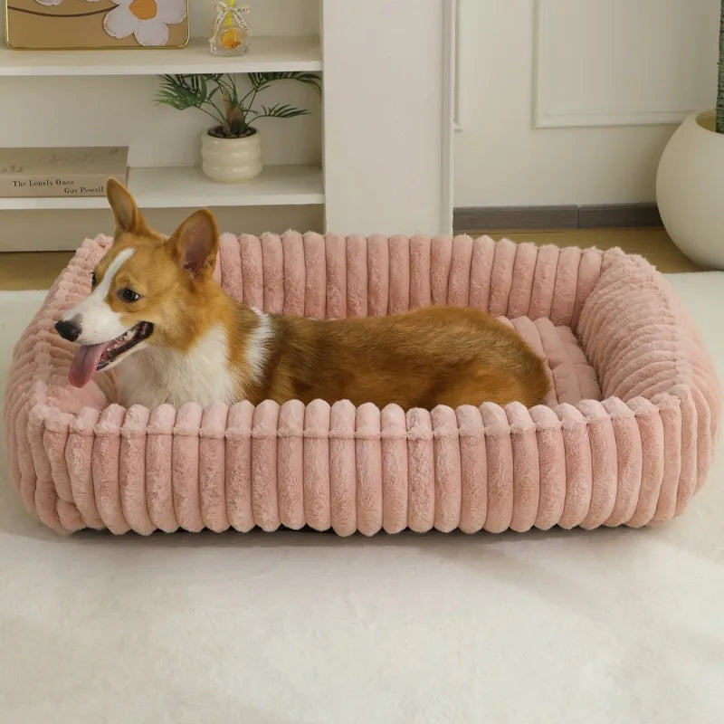 Large Dog Bed Square Plush Cat Nest Kennel All Season Washable Dog Sofa Waterproof Mattress Cat Bed for Medium Dogs Accessories
