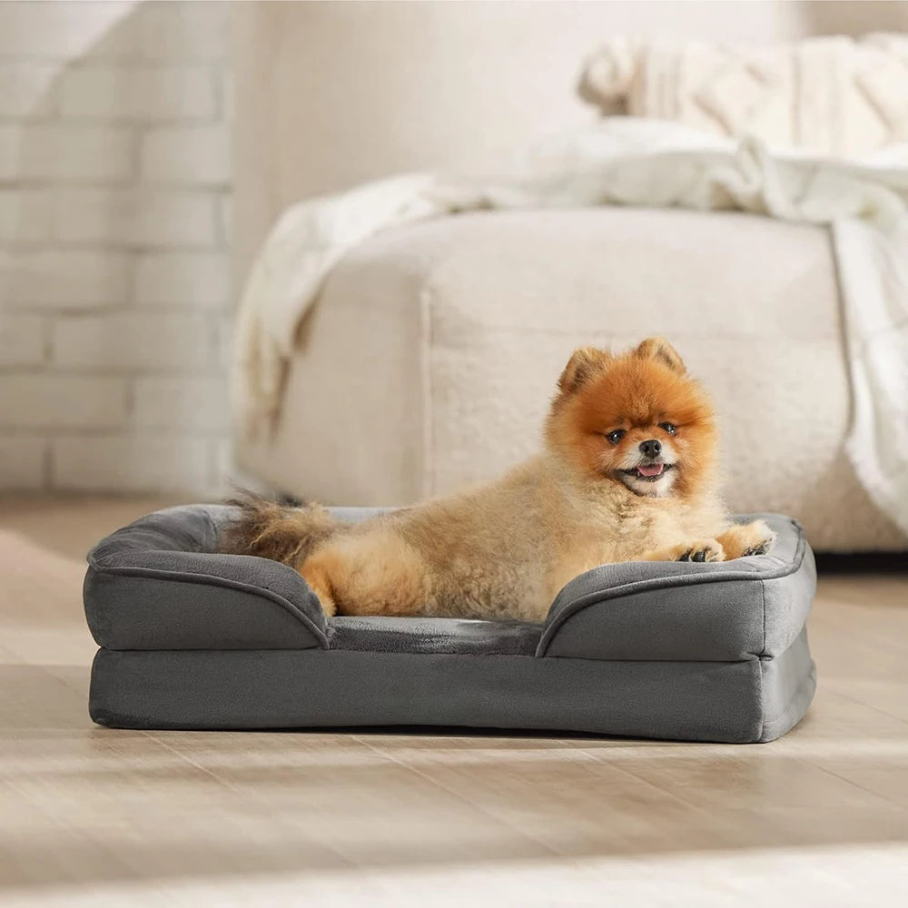 Winter Warm Orthopedic Dog Bed Waterproof Washable Comfort Cat Couch Sofa Medium Size Pet Bed Removable Cover Sofa for Cats Dogs