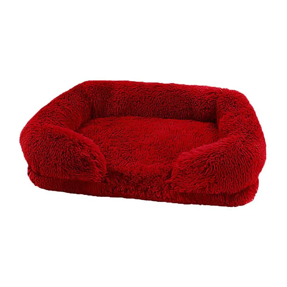 Cozy Plush Dog Sofa Bed Square Beds Washable Warm Pet Cushion Orthopedic Faux Fur Memory Foam Lounger Fluffy with Remove Cover