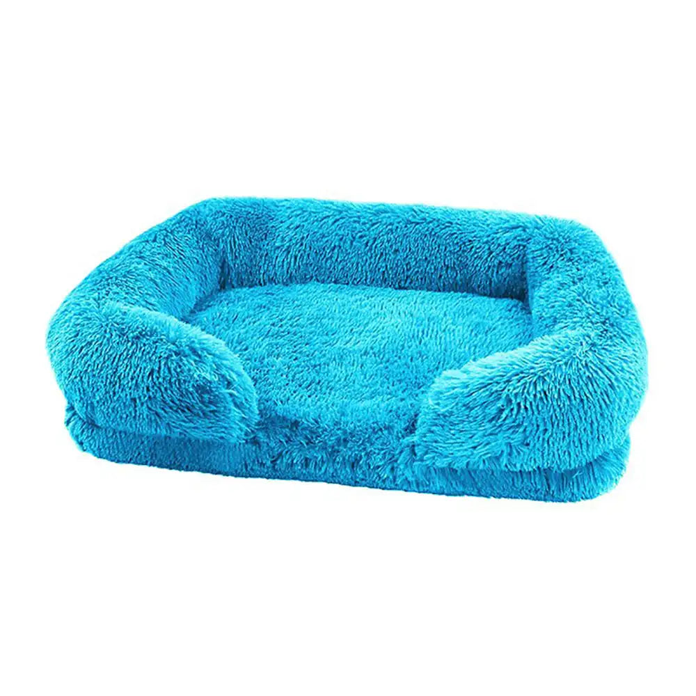 Cozy Plush Dog Sofa Bed Square Beds Washable Warm Pet Cushion Orthopedic Faux Fur Memory Foam Lounger Fluffy with Remove Cover