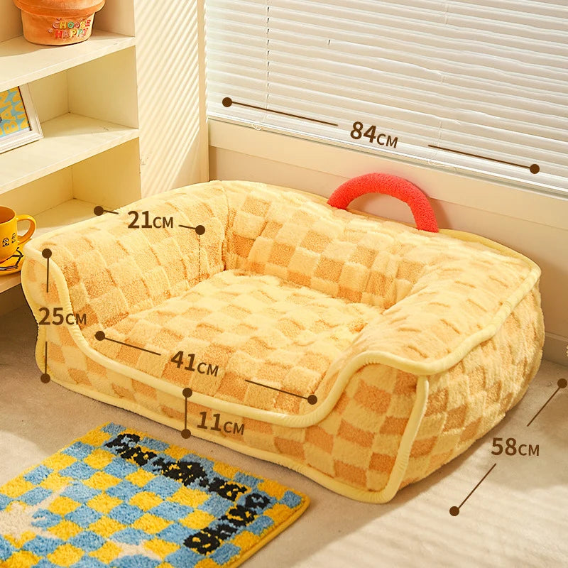 HOOPET Cats Sofa Bed for Small Dogs Pets Yellow Cozy Sleeping Pad Cushions Detachable Sofa Cover Kitten Puppy Pet Accessories