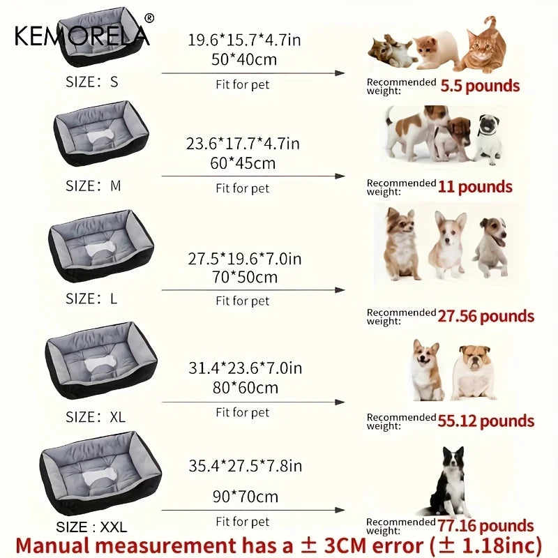 Orthopedic Plush Dog Bed High Rebound Comfortable Support White PP Filled for Small to Large Breeds All Seasons Use