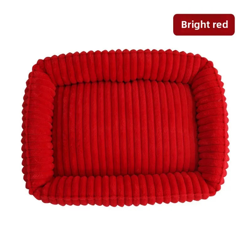 Large Dog Bed Square Plush Cat Nest Kennel All Season Washable Dog Sofa Waterproof Mattress Cat Bed for Medium Dogs Accessories