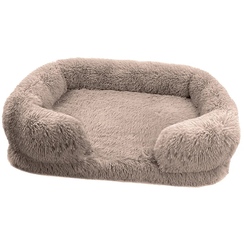 Cozy Plush Dog Sofa Bed Square Beds Washable Warm Pet Cushion Orthopedic Faux Fur Memory Foam Lounger Fluffy with Remove Cover