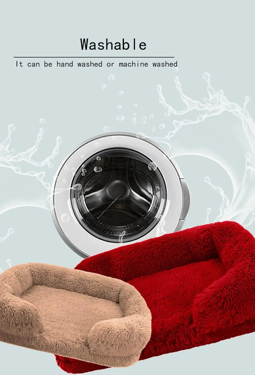 Cozy Plush Dog Sofa Bed Square Beds Washable Warm Pet Cushion Orthopedic Faux Fur Memory Foam Lounger Fluffy with Remove Cover