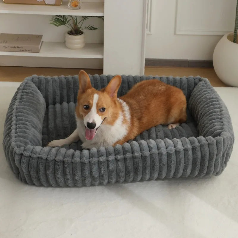 Large Dog Bed Square Plush Cat Nest Kennel All Season Washable Dog Sofa Waterproof Mattress Cat Bed for Medium Dogs Accessories