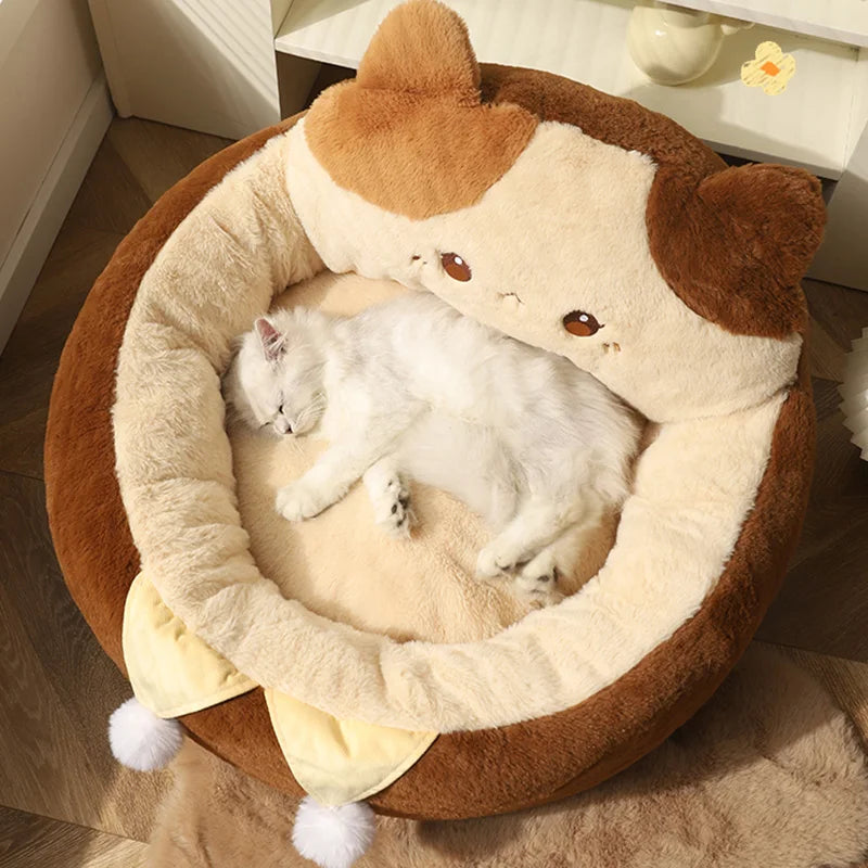 HOOPET Cats Sofa Dogs Bed Round Cat Pad Mattress Winter Warm Deep Sleep Cushion Soft Cat House Dog Nest Pet Accessories